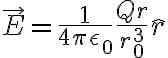 $\vec{E}=\frac1{4\pi\epsilon_0}\frac{Qr}{r_0^3}\hat{r}$